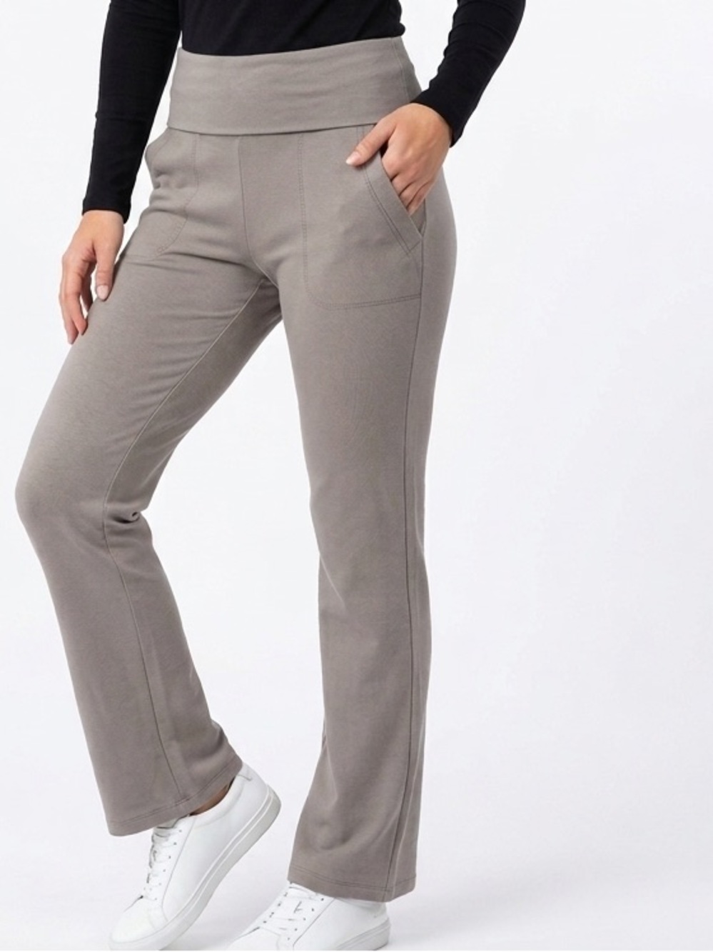 BCG ACADEMY Charcoal Grey Lounge Joggers Pants w Foldover Yoga Waist & POCKETS